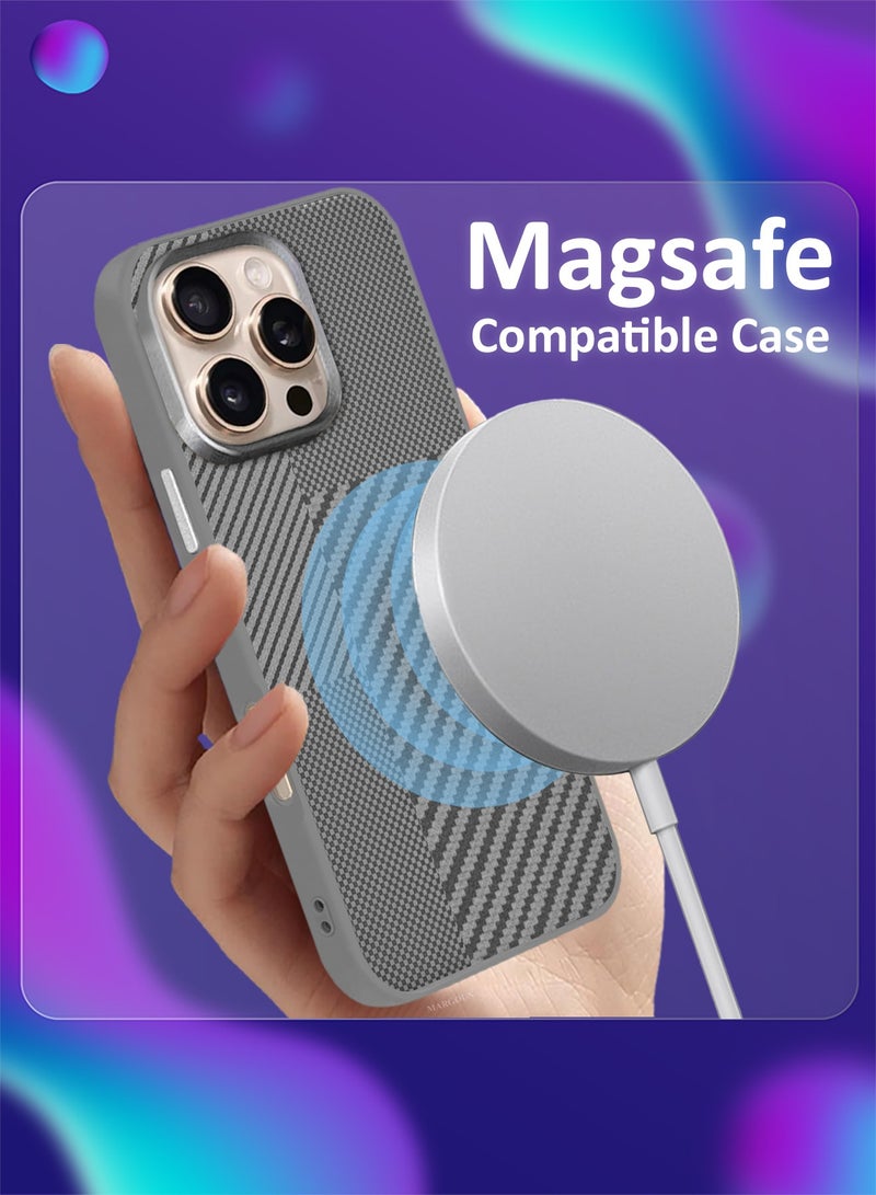 CATANES iPhone 16 Pro Case Cover Carbon Fiber Pattern Phone Case Slim Shockproof Back Cover Grey Diagonal Patchwork - Image 3